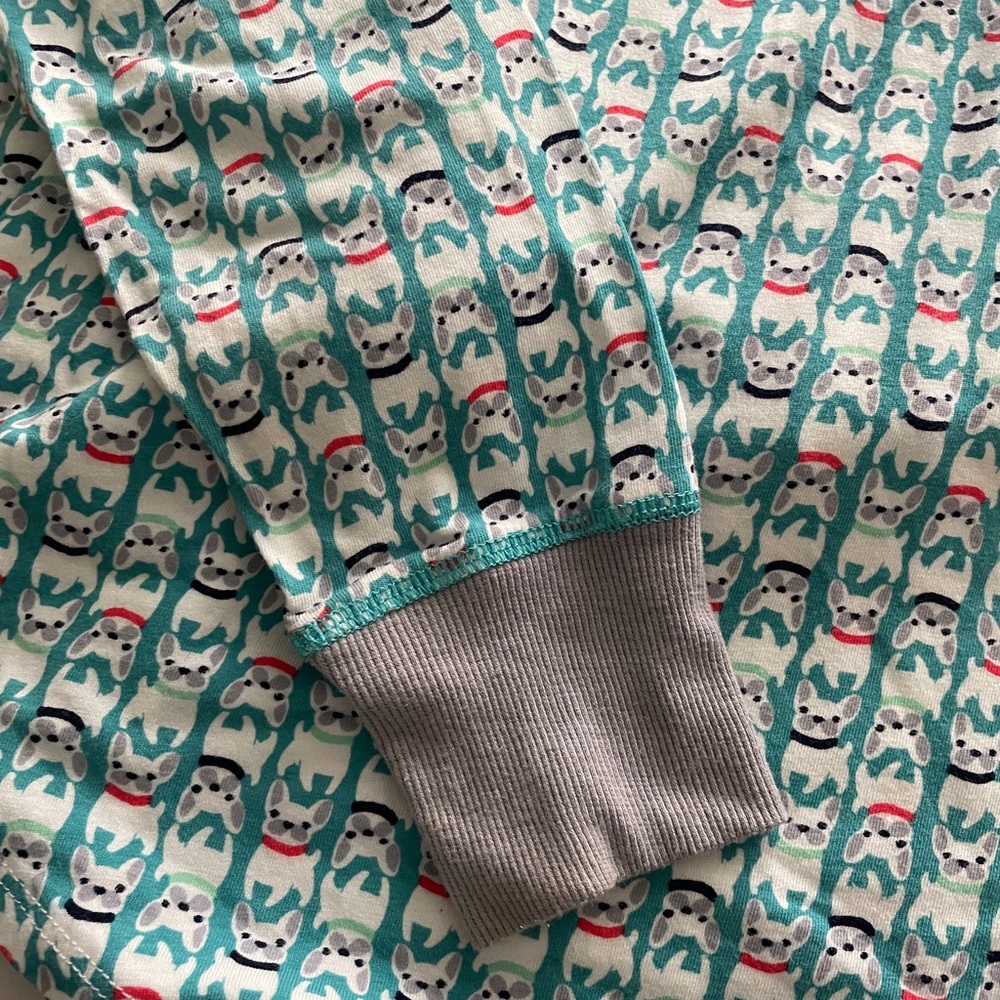 Cuddl Duds Green and Gray Frenchie Pajama Set with Soft Fabric - Picture 4 of 8